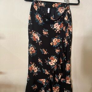 Xhilaration Black Maxi Skirt with Floral Design